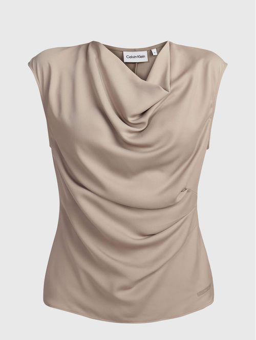Blusa-Calvin-Klein-Drapeada-Mujer-Cafe