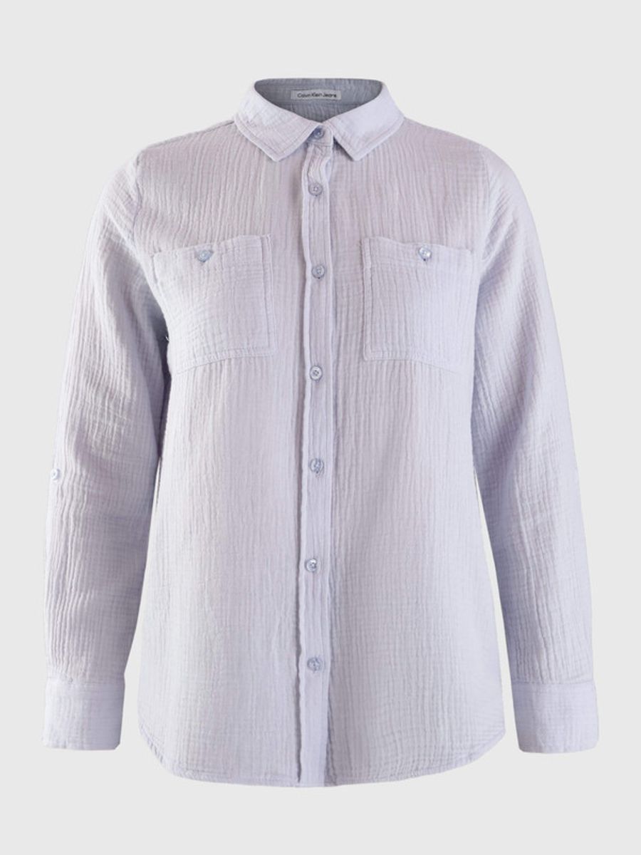 Camisa-Calvin-Klein-Acabado-Corrugado-Mujer-Azul