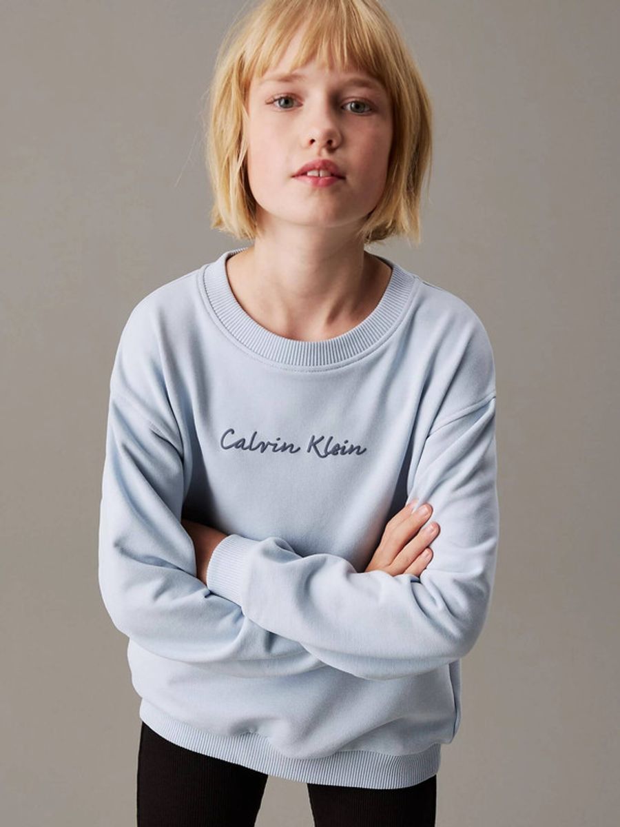 Sudadera-Calvin-Klein-Logo-Bordado-Niña-Azul