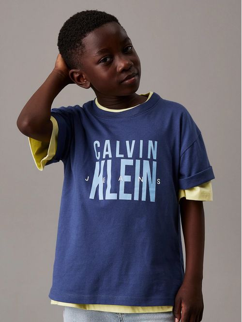 Playera-Calvin-Klein-Logo-Niño-Azul