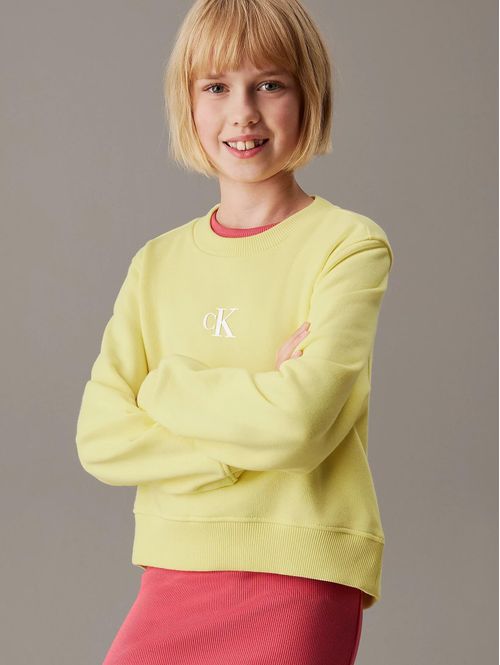 Sudadera-Calvin-Klein-Monograma-Niña-Amarillo
