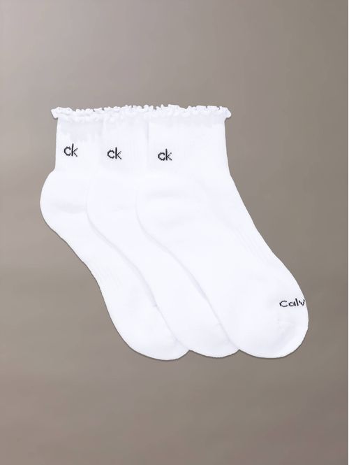 Calcetines-Calvin-Klein-Cushion-Ankle-Pack-de-3-Piezas-Mujer-Blanco