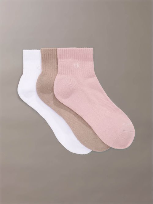 Calcetines-Calvin-Klein-Cushion-Ankle-Pack-de-3-Mujer-Multicolor