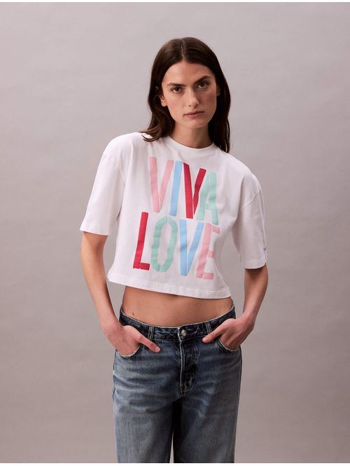 Playera-Calvin-Klein-x-Marc-Hundley-Viva-Love-Cropped-Blanco