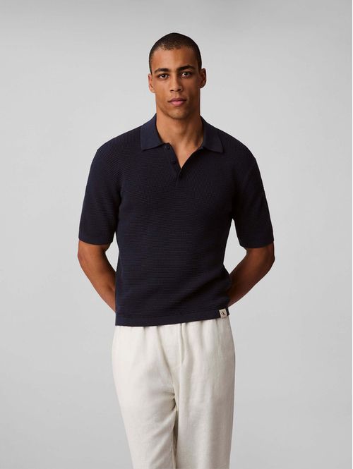 Polo-Calvin-Klein-Gofrado-Hombre-Azul