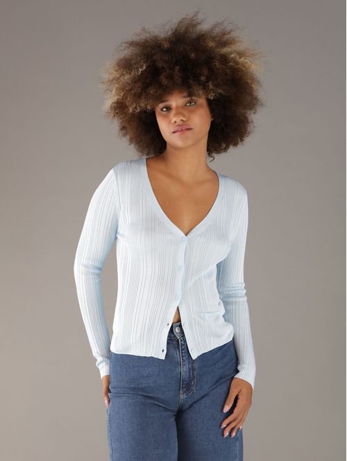 Cardigan-Calvin-Klein-Jeans-Acanalado-Mujer-Azul-47C303G-450