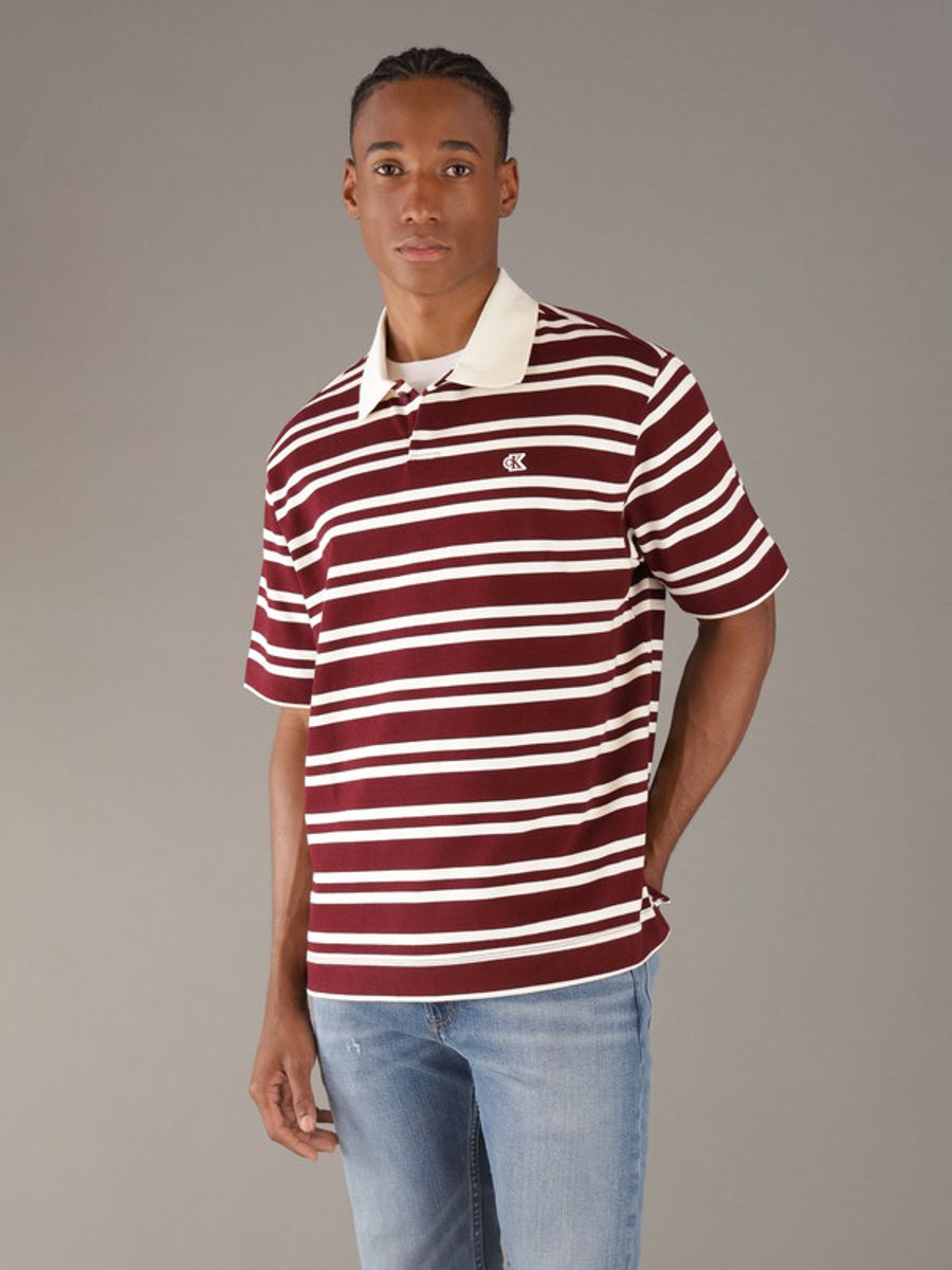 Polo-Calvin-Klein-Jeans-Monograma-Bordado-Hombre-Rojo-4RC236G-601
