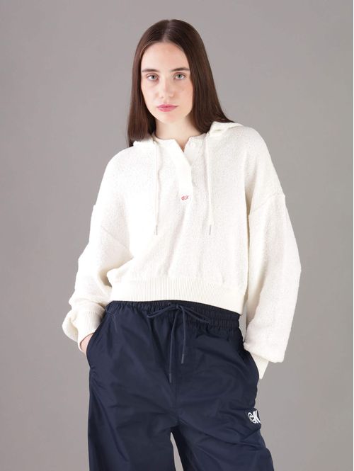 Sudadera-Calvin-Klein-Jeans-Placa-CK-Mujer-Beige
