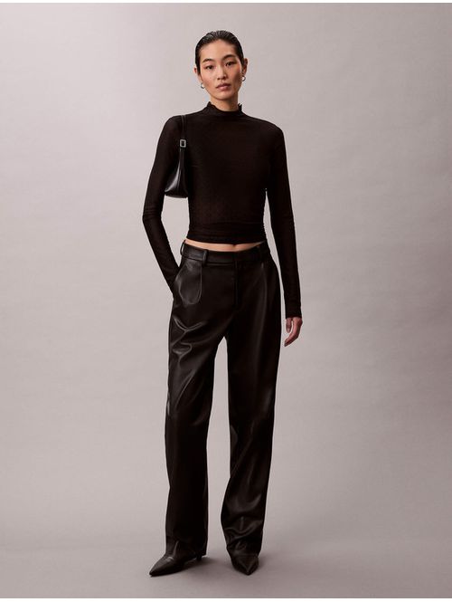 Pantalon-Plisado-de-Cuero-Sintetico-Mujer-Negro-44D666G-001
