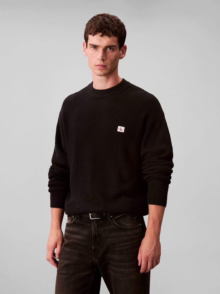 Sueter-Waffleado-Calvin-Klein-Hombre-Negro-4RD313G-001