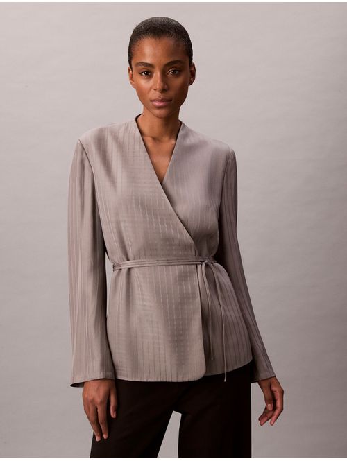 Blazer-Calvin-Klein-Cruzado-Jacquard-De-Viscosa-Mujer-Gris-44D421G-030