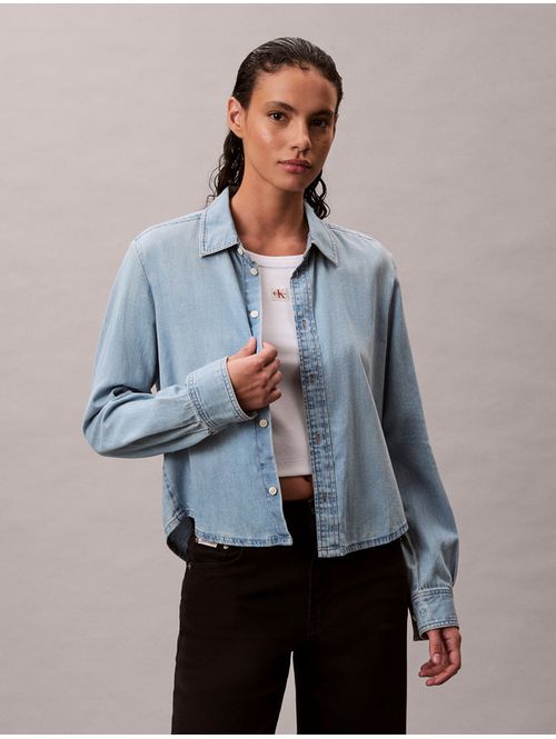 Camisa-Corta-Calvin-Klein-Mujer-Azul-47E901G-346