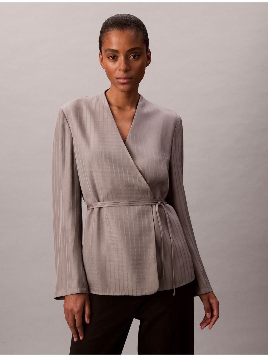 Blazer-Calvin-Klein-Cruzado-Jacquard-De-Viscosa-Mujer-Gris-44D421G-030