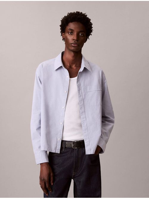 Camisa-Calvin-Klein-Oxford-Cropped-Relaxed-Hombre-Negro-4RE100G-CIQ