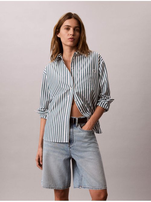 camisa-relaxed-de-popelina-de-algodon-yarn-dye-calvin-klein-para-mujer-color-verde-47f103g-pp1