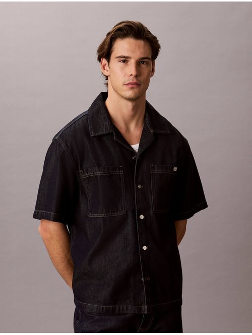 camisa-denim-manga-corta-calvin-klein-hombre-negro-4RG733G-B9B